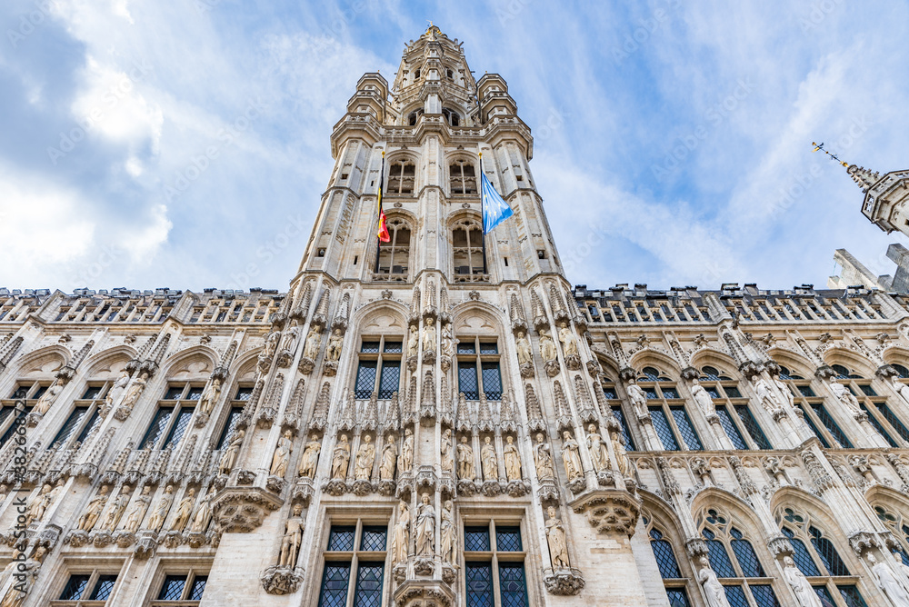Fototapeta premium Brussels Town Hall at the Grand Place in Brussels, Belgium.