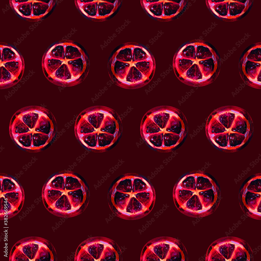 Tropical seamless pattern with grapefruit. Fruit repeating background. Bright raster print for fabric or wallpaper. The picture is made by hand. Design. Grapefruit is painted in oil. Citrus fruit Tropical seamless pattern with grapefruit. Fruit repeating background. Bright raster print for fabric or wallpaper. The picture is made by hand. Design. Grapefruit is painted in oil. Citrus fruit