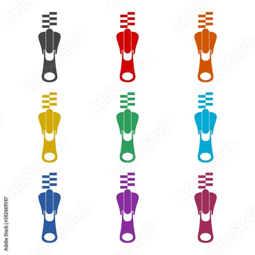 Zipper icon simple sign, color set
