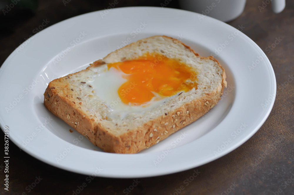 toast or egg toast and hot drink
