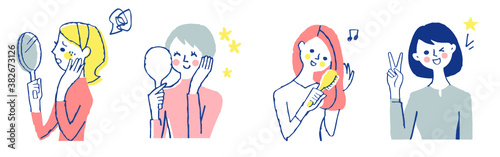 美容　様々なポーズの女性　4人