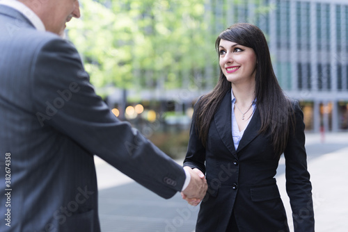 Business people outdoor handshake