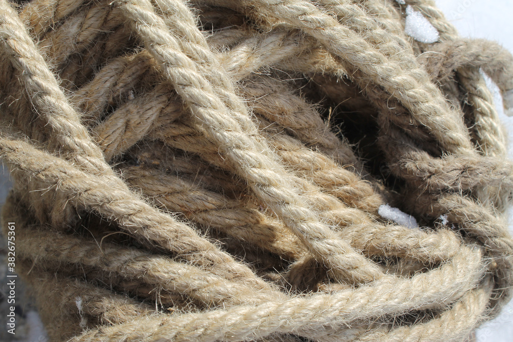 Coils of nautical rope skewer for background and texture Coils of nautical rope skewer for background and texture