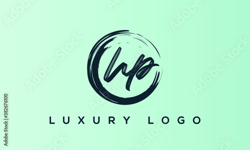 Εκτύπωση καμβά HP H P Letter Logo Design in Blue Colors with black background