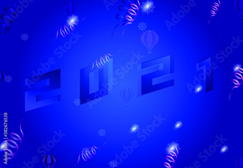 Abstract background Happy new year 2021. Numbers 2021 with  color blue text for holiday Happy new year.