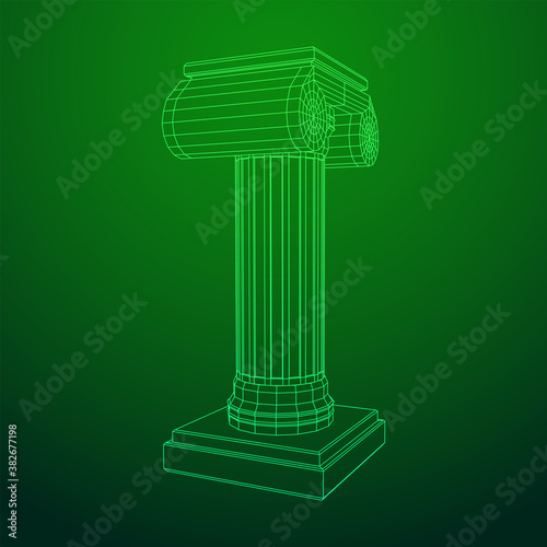 Greek ionic column. Ancient pillars.