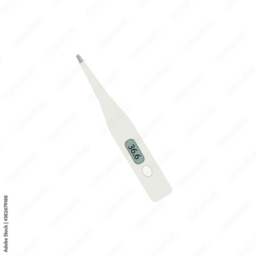 Electronic thermometer, device for measuring human temperature, thermometer marked 36.6, vector object isolated on a white background. Electronic thermometer, device for measuring human temperature, thermometer marked 36.6, vector object isolated on a white background.