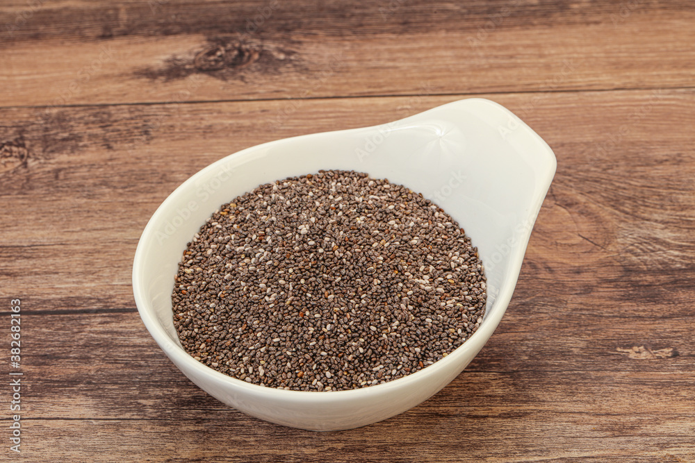 Seasoning chia seeds in the bowl Seasoning chia seeds in the bowl