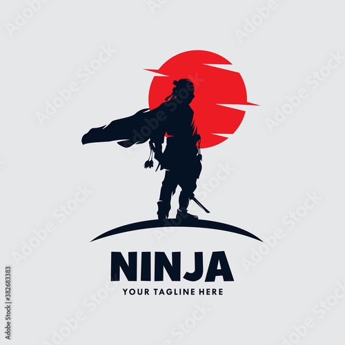 Ninja warrior mascot logo vector