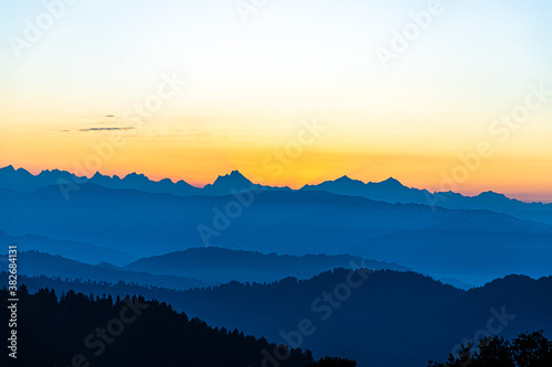 Sunrise with some of the Highest Peaks from narkanda,himachal pradesh