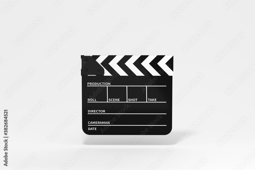 Clapper board with white background, 3d rendering.