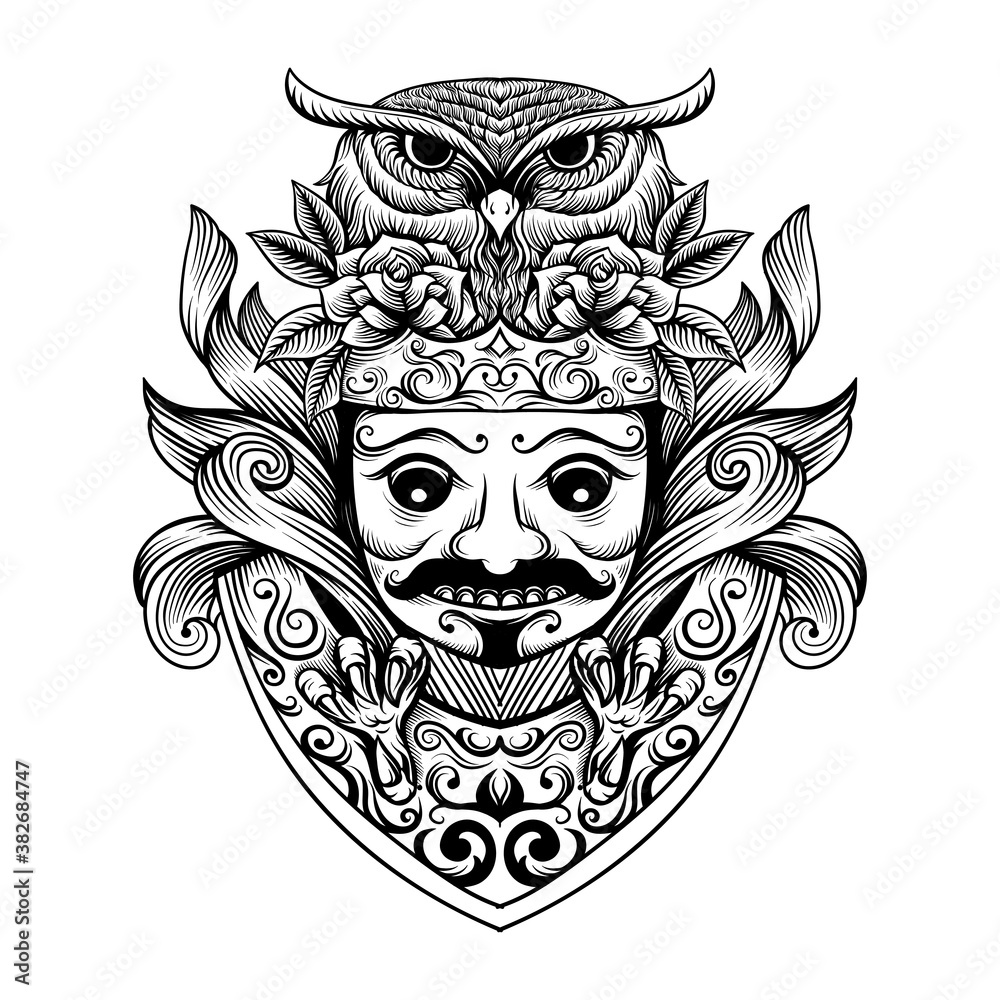 Javanese mask culture artwork illustration Javanese mask culture artwork illustration