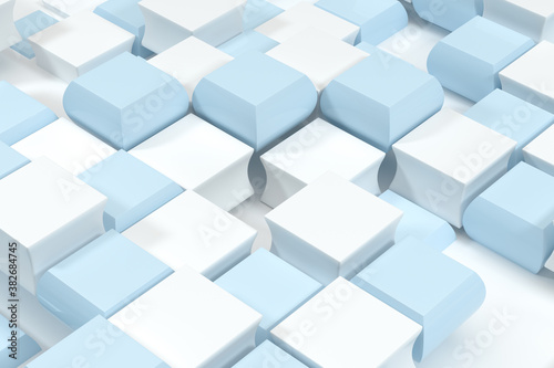 Creative blue and white cubes background  3d rendering.