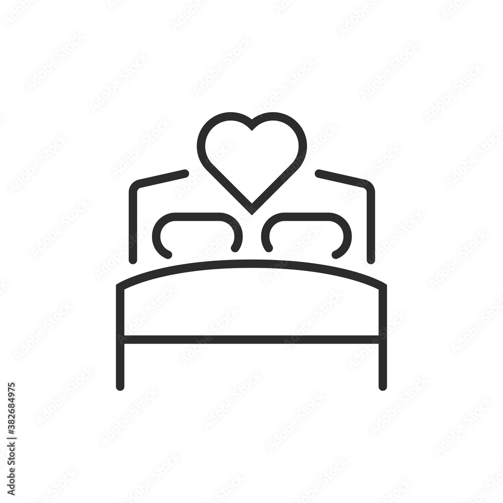 Double bed with heart icon. Vector Illustration Double bed with heart icon. Vector Illustration