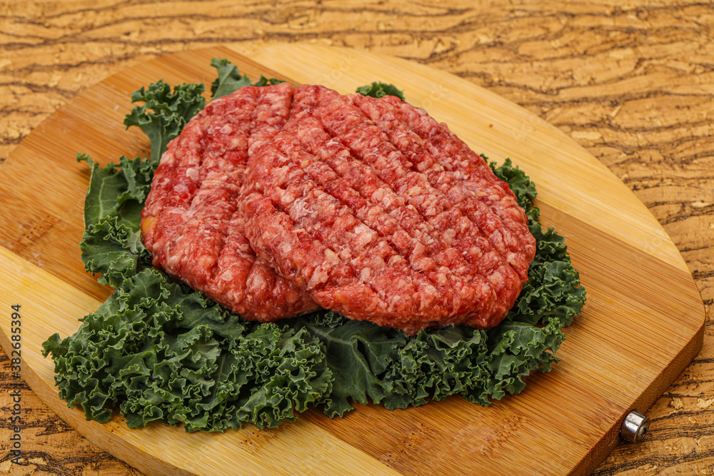 Raw beef burger cutlet for cooking Raw beef burger cutlet for cooking