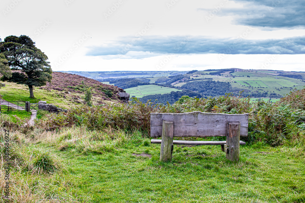 bench on the hill with view to valley