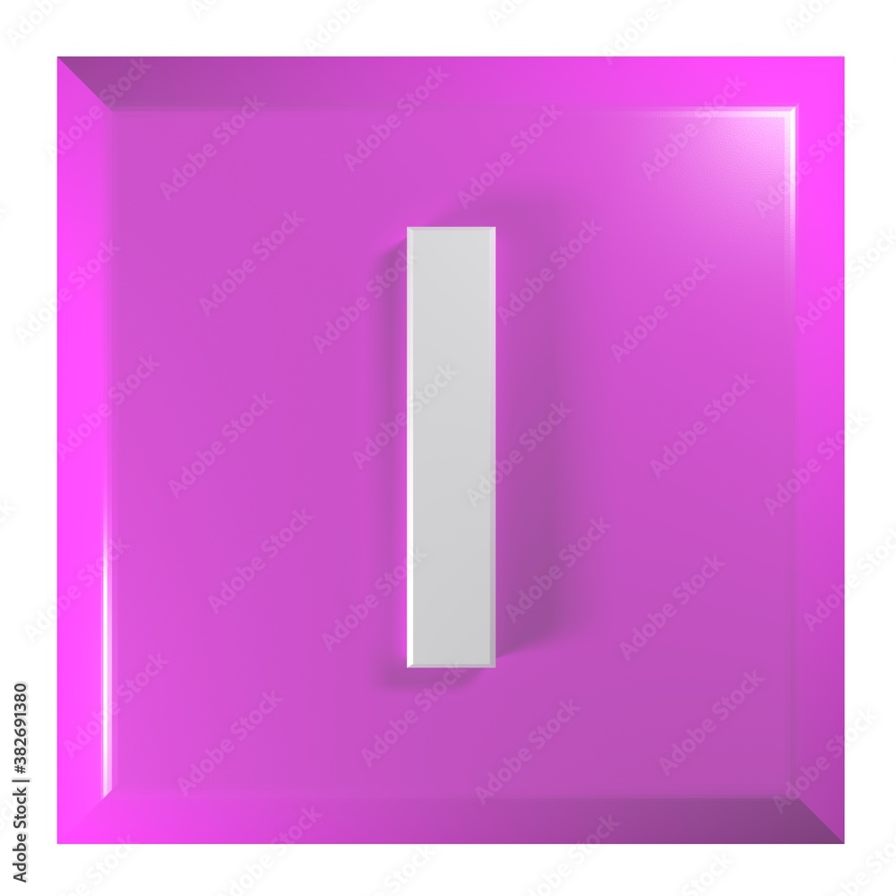 Pink square push button with the alphabetic letter I - 3D rendering illustration Pink square push button with the alphabetic letter I - 3D rendering illustration