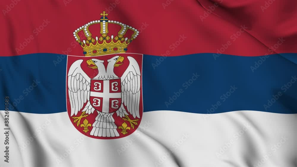 Flag of the Republic of Serbia gently waving in the wind Flag of the Republic of Serbia gently waving in the wind