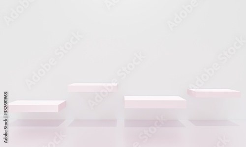 Scene with podium for mock up presentation in white color and minimalist style with copy space  3d render abstract background