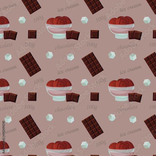 Seamless patterns with chocolate ice cream. 