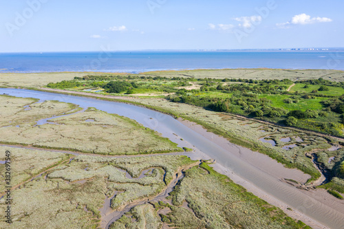 Leigh On Sea National Nature Reserve aerial view of Marshes in Essex   photo