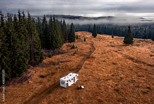Beautiful camper travel location in the heart of Transylvania, Romania, with amazing views