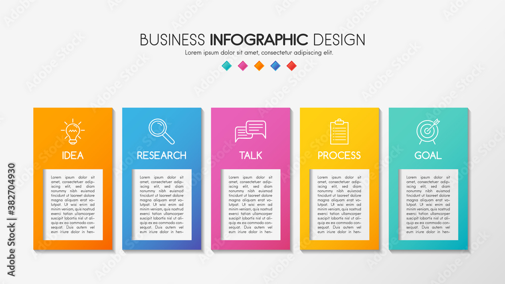 Infographic with 5 steps. Business diagram. Vector