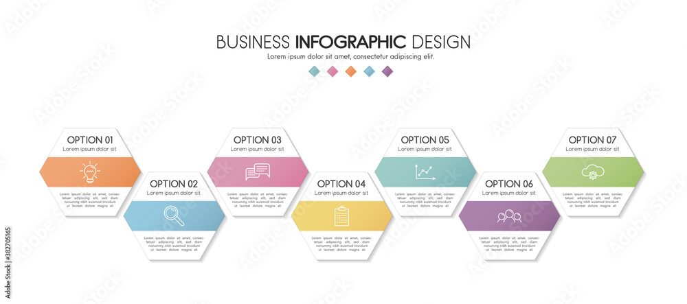 Fototapeta premium Business infographic template with 7 steps. Vector