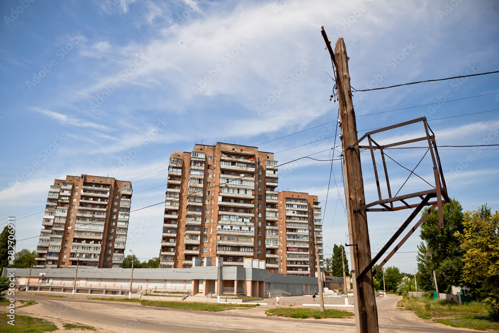 Old residential buildings on a sunny day in the ghetto Old residential buildings on a sunny day in the ghetto