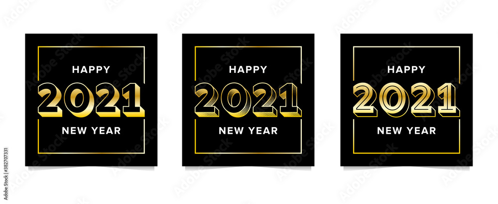 2021 Happy New Year social media posts templates. Set of new years celebrations social media stories or post vector design layouts