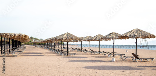 Empty beach during a Pandemic  the localization of the coronavirus.