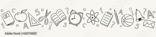 Concept of school background with funny doodles. Vector