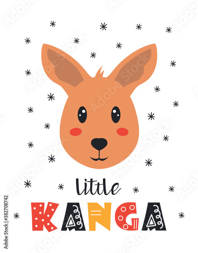 cute little kangaroo card in scandinavian style