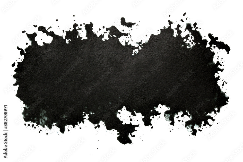 Stain of black paint with spashes and blots
