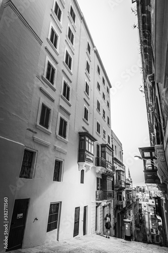 Valletta Malta in black and white.