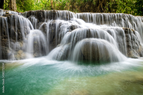 Waterfall in the Kuang Si forest