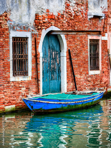 Boat Moored in a Canal in Venice