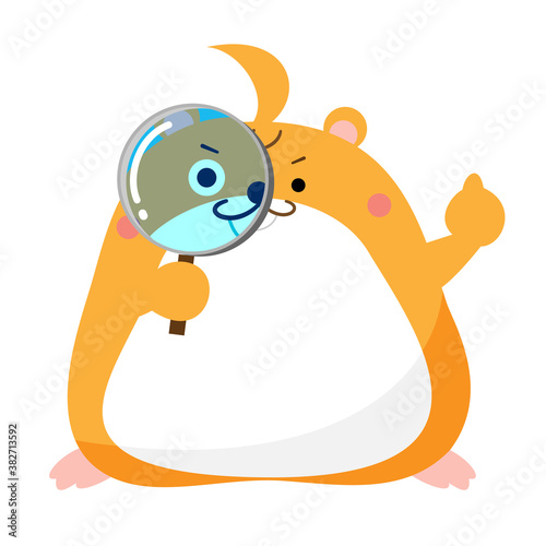 ハムスターとルーペのイラスト素材