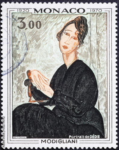 Woman painted by Modigliani on postage stamp
