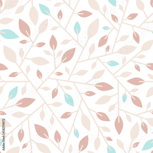 Seamless geometric pattern of branches and leaves