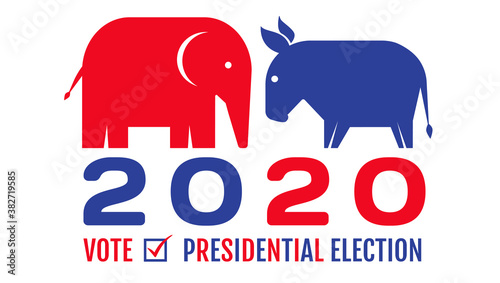 Donkey and elephant. Elections 2020.