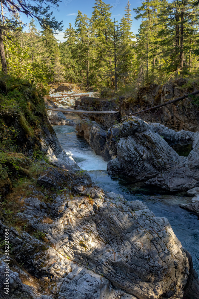Little Qualicum Falls Park rock falls trees and river Little Qualicum Falls Park rock falls trees and river