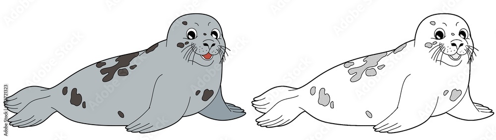 cartoon sketch scene with seal animal illustration cartoon sketch scene with seal animal illustration