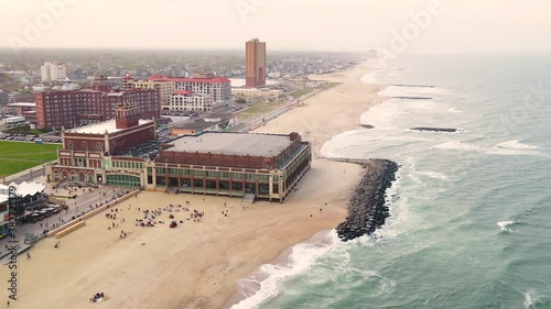 Aerial, zoom in, Asbury Park Convention Hall, New Jersey, USA photo