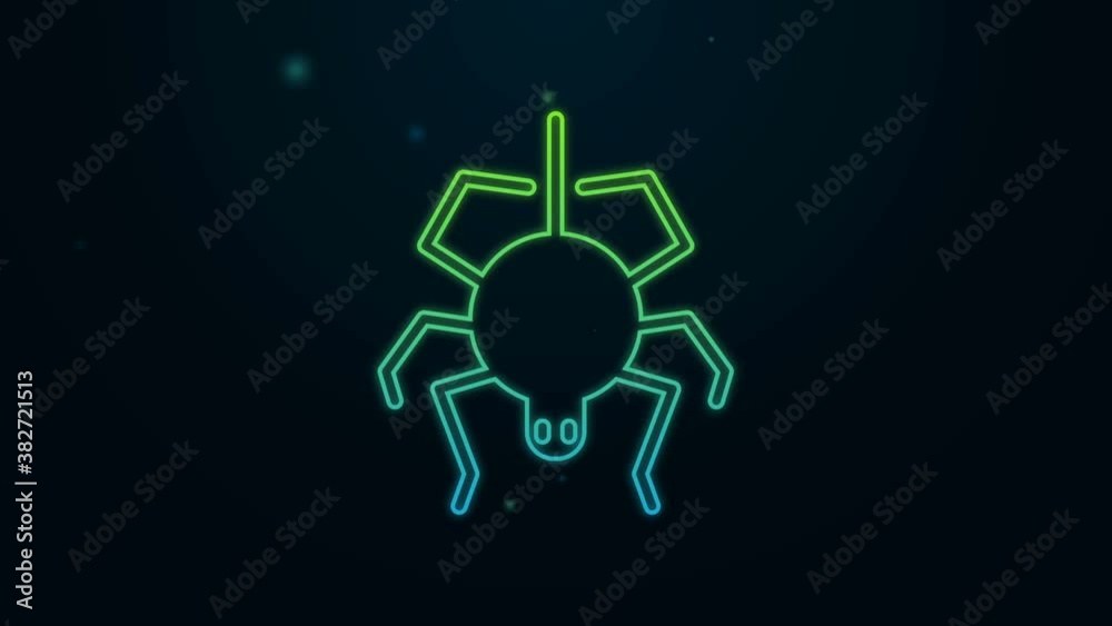 Glowing neon line Spider icon isolated on black background. Happy Halloween party. 4K Video motion graphic animation Glowing neon line Spider icon isolated on black background. Happy Halloween party. 4K Video motion graphic animation