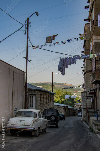 Stepanakert, Artsakh (Nagorno-Karabakh), 7 August 2017. Laundry hanging outside to dry in the streets in Stepanakert, capital of the self-proclaimed republic of Artsakh.