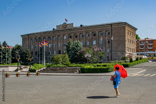 Stepanakert, Artsakh (Nagorno-Karabakh), 7 August 2017. Presidential Palace in the city-center of Stepanakert, capital city of the self-proclaimed Republic of Artsakh. photo