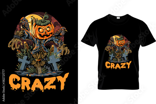 Crazy Hellowen New Halloween T-Shirt  Design  photo