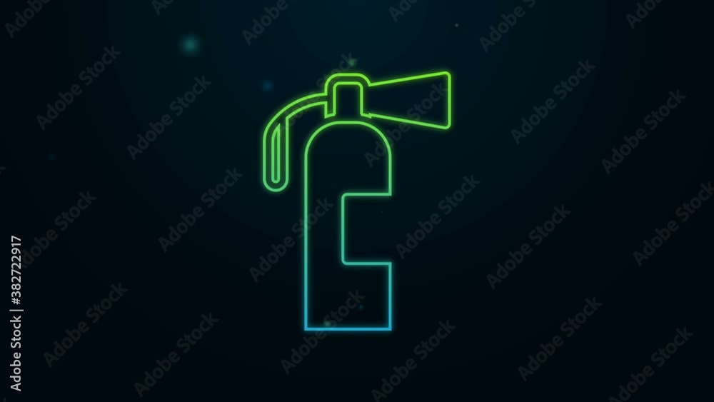 Glowing neon line Fire extinguisher icon isolated on black background. 4K Video motion graphic animation Glowing neon line Fire extinguisher icon isolated on black background. 4K Video motion graphic animation