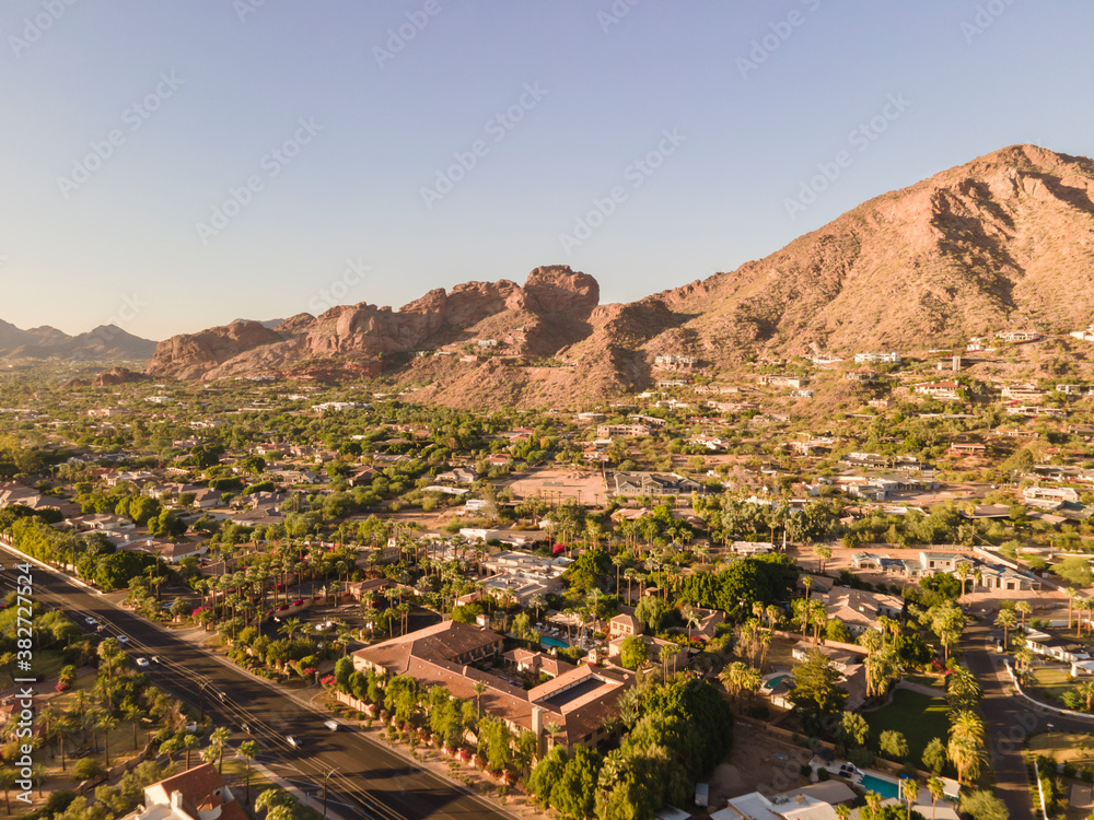 Fototapeta premium Camelback Mountain and canal in Phoenix, Scottsdale, Arizona,USA